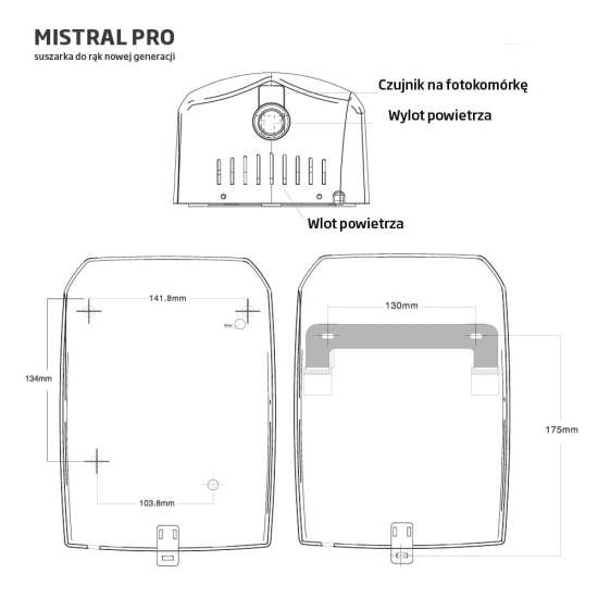 Suszarka do rąk Mistral Pro ABS  CZARNA 1500 W